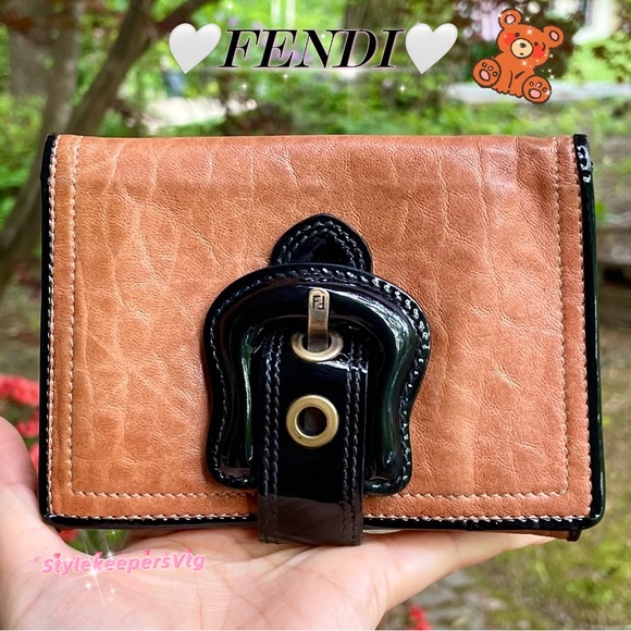 Fendi Handbags - Auth🌷Fendi🌷 Zucca Nappa B Bis Leather Patent Trim Buckle Wallet ⚡️🧚
